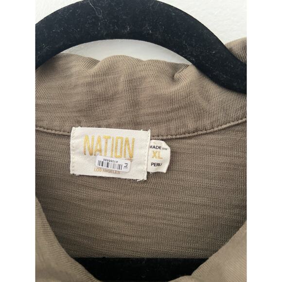 Nation LTD Ennis Feminine Puff Sleeve Top Blouse Workshirt XL Green - Picture 3 of 7